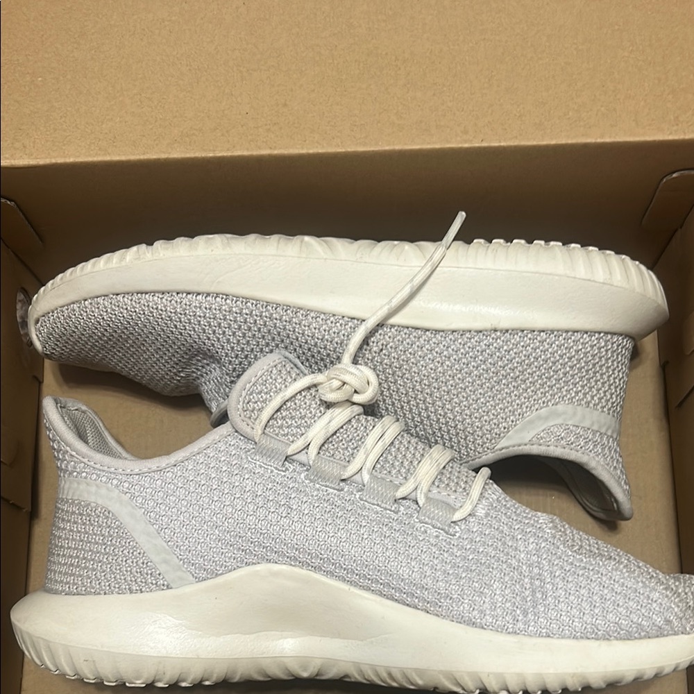 Adidas White Athletic Shoes with Knit Mesh Upper